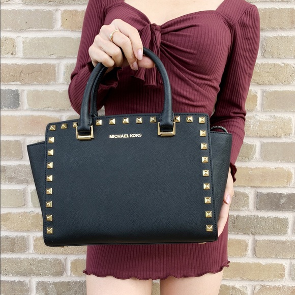 Gaby’sBags👜💕-NWT Michael Kors Satchel Studded - Picture 8 of 8